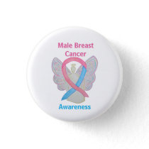 Male Breast Cancer Blue and Pink Angel Pins