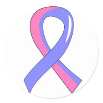 Male Breast Cancer Blue Pink Ribbon 3 Classic Round Sticker