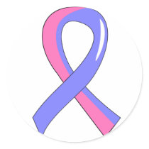 Male Breast Cancer Blue Pink Ribbon 3 Classic Round Sticker