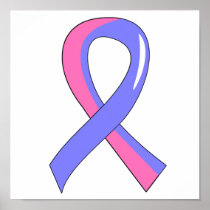 Male Breast Cancer Blue Pink Ribbon 3 Poster