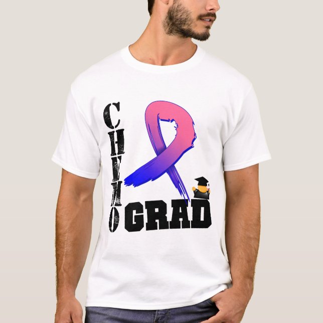 Male Breast Cancer Chemo Grad T-Shirt (Front)