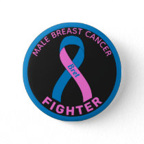 Male Breast Cancer Fighter Ribbon Black Button