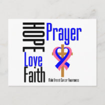 Male Breast Cancer Hope Love Faith Prayer Cross Postcard
