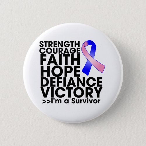 Male Breast Cancer Hope Strength Victory Pinback Button