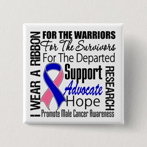 Male Breast Cancer I Wear a Ribbon TRIBUTE Pinback Button