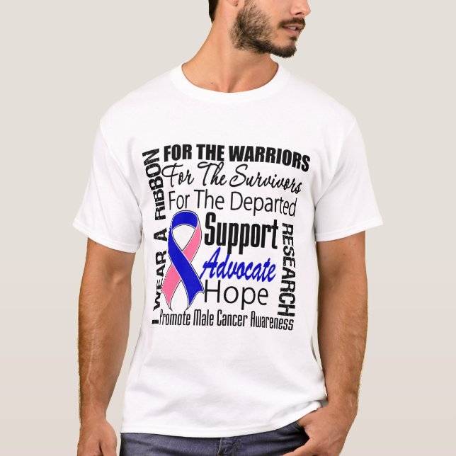 Male Breast Cancer I Wear a Ribbon TRIBUTE T-Shirt (Front)