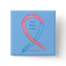 Male Breast Cancer Pink Awareness Ribbon  Pin