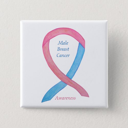 Male Breast Cancer Pink Awareness Ribbon  Pin