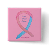 Male Breast Cancer Pink Awareness Ribbon  Pin