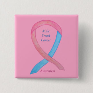 Male Breast Cancer Pink Awareness Ribbon  Pin