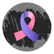 Male Breast Cancer Pink Blue Ribbon With Scribble Classic Round Sticker