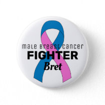 Male Breast Cancer Ribbon White Button