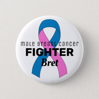 Male Breast Cancer Ribbon White Button