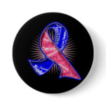 Male Breast Cancer Slogan Watermark Ribbon Button