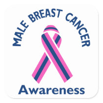 Male Breast Cancer Square Sticker