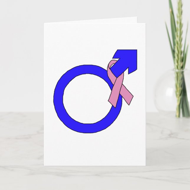 Male Breast Cancer Support Icon Greeting Card (Front)