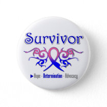 Male Breast Cancer Survivor Tribal Ribbon Pinback Button