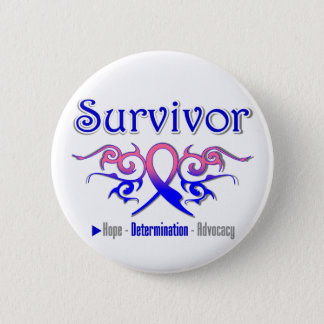 Male Breast Cancer Survivor Tribal Ribbon Pinback Button