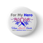 Male Breast Cancer Tribal Ribbon Hero Button