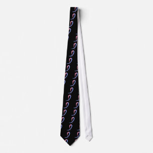 Male Breast Cancer's Blue And Pink Ribbon A4 Neck Tie