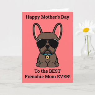 Male Brown French Bulldog Mother's Day Card