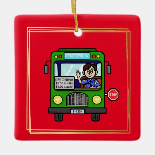 Male Bus Driver Christmas Ornament