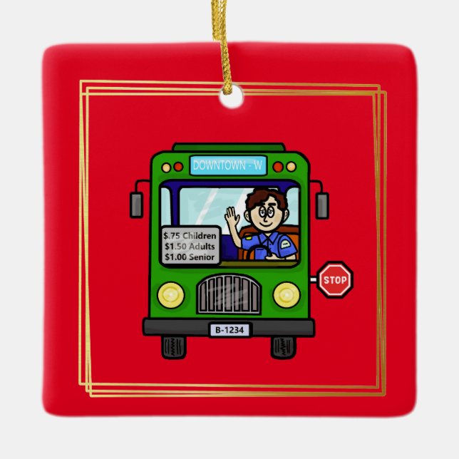 Male Bus Driver Christmas Ornament (Front)
