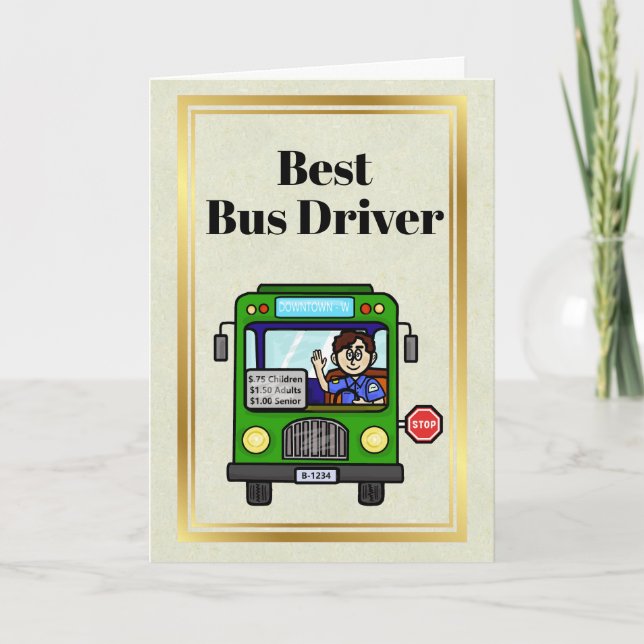 Male Bus Driver Thank You Card (Front)