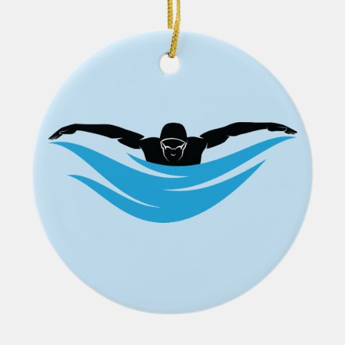 Male Butterfly Swimmer Ceramic Ornament
