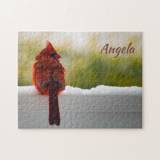 Male Cardinal 14x11 challenging Jigsaw Puzzle (Horizontal)