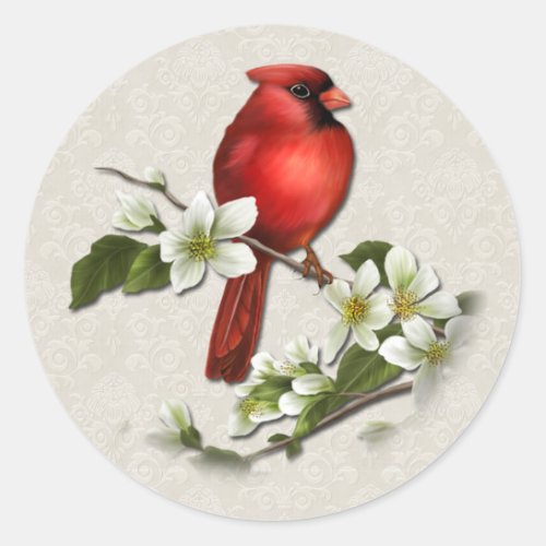 Male Cardinal and Dogwood Sticker