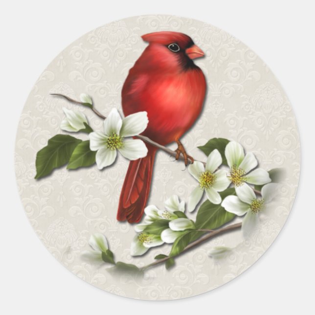 Male Cardinal and Dogwood Sticker (Front)
