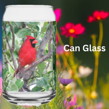 Male Cardinal Can Glass -- Backyard Bird Series by CatsEyeViewGifts at Zazzle