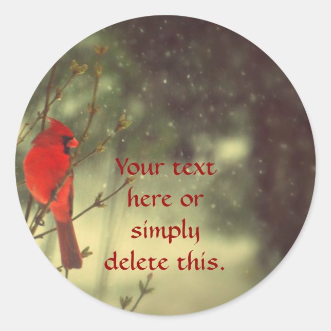 Male Cardinal Classic Round Sticker (Front)