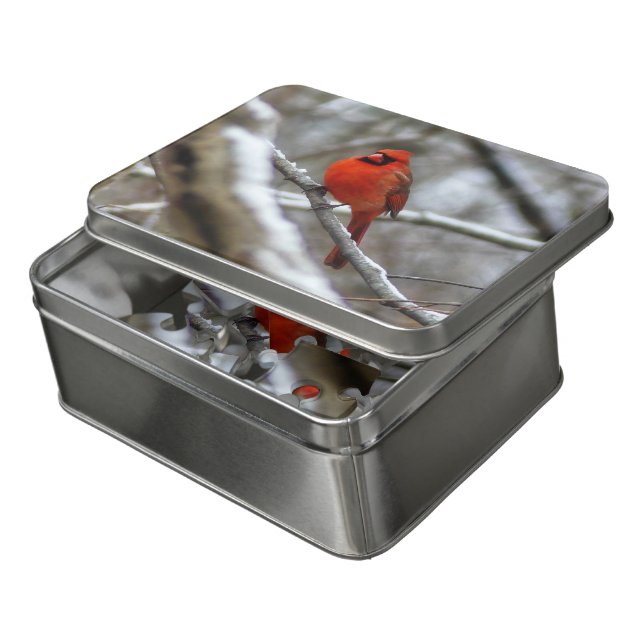 Male Cardinal Jigsaw Puzzle (Lid Open)