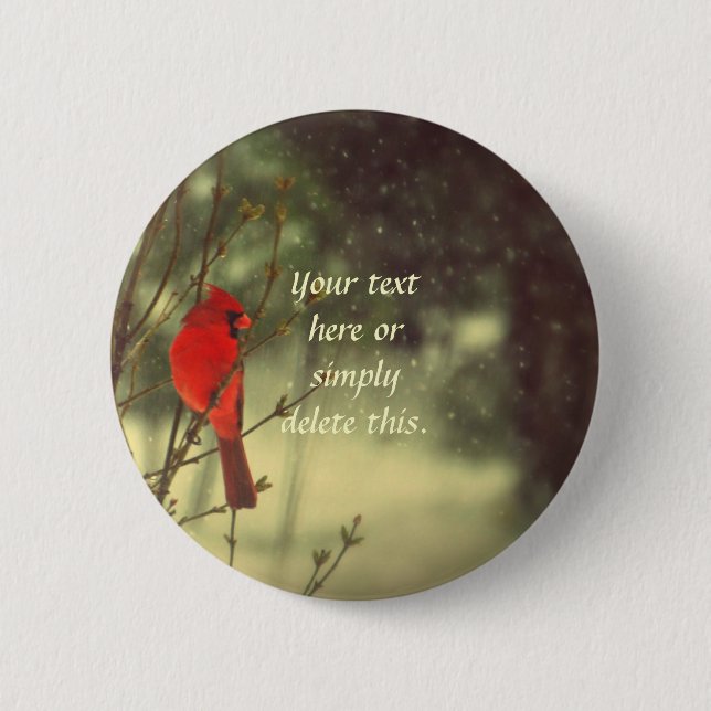 Male Cardinal Pinback Button (Front)