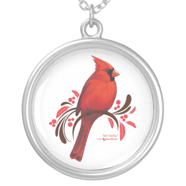 Male Cardinal Silver Plated Necklace (Front)