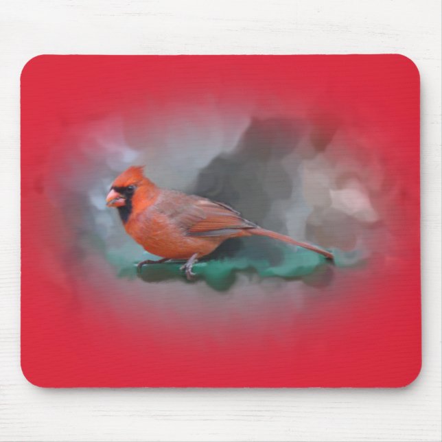 Male Cardinal Songbird Mouse Pad (Front)