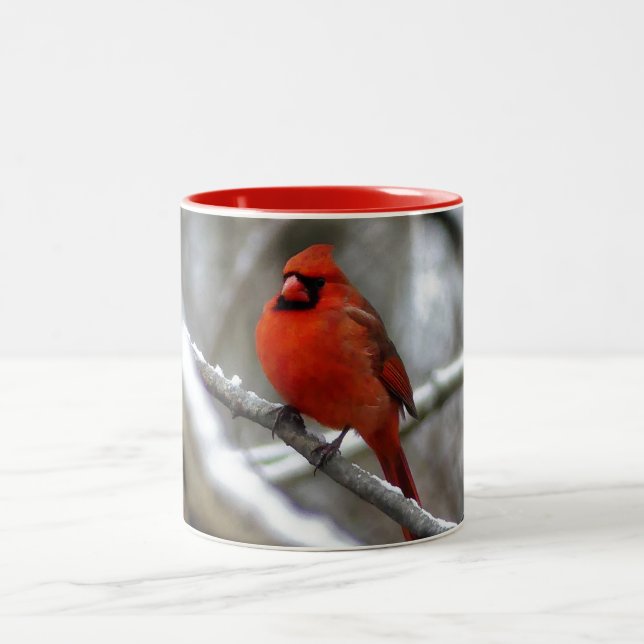 Male Cardinal Two-Tone Coffee Mug (Center)