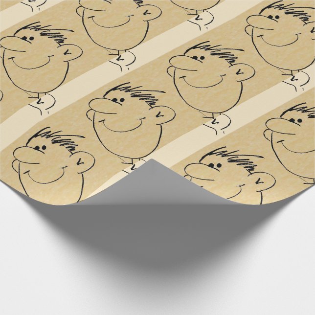 Male Cartoon Face Wrapping Paper (Corner)