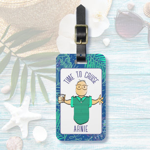  Male Cartoon Tropical Vacation Personalized Luggage Tag