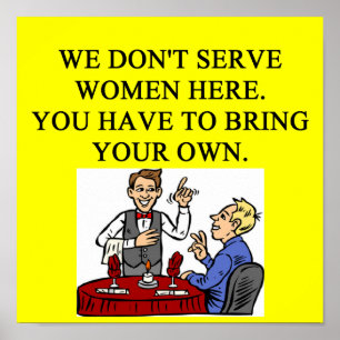 male chauvinist pig bar joke poster