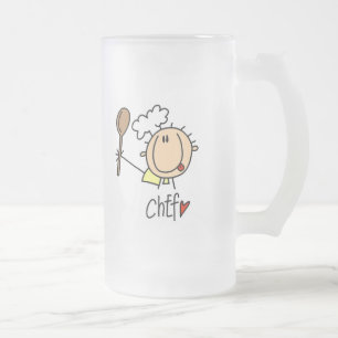 Male Chef Frosted Glass Beer Mug