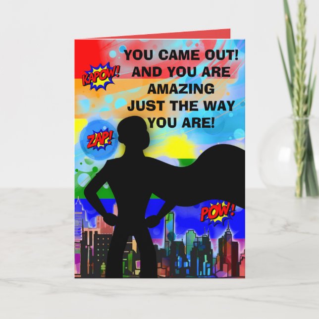 Male Coming Out Superhero Card (Front)