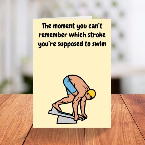 Male competitive swimmer for him funny birthday card