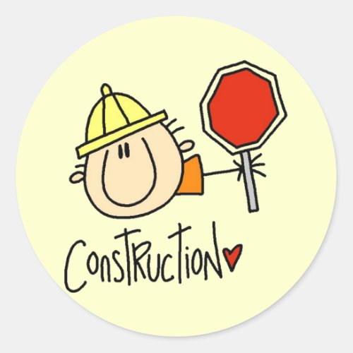 Male Construction Worker Classic Round Sticker
