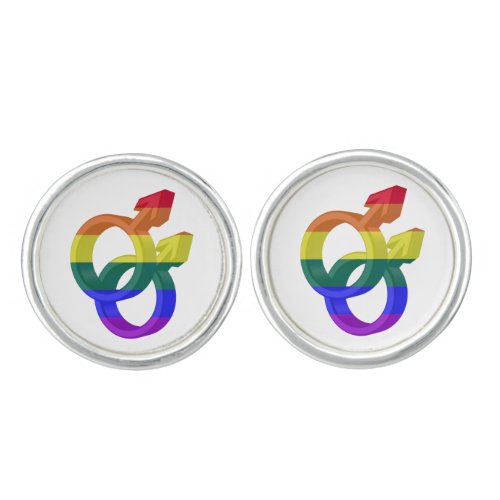 Male Couple Pride Symbols Rainbow Flag Cufflinks