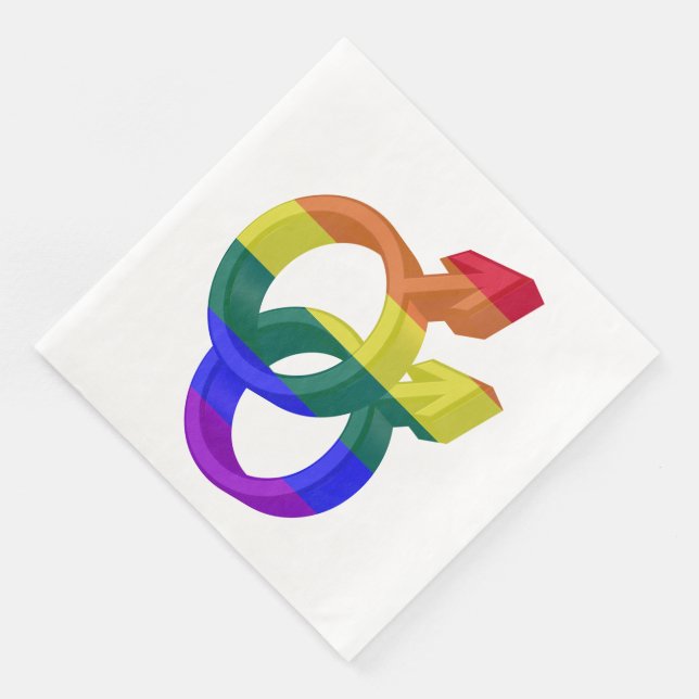 Male Couple Pride Symbols Rainbow Flag Paper Dinner Napkins (Corner)