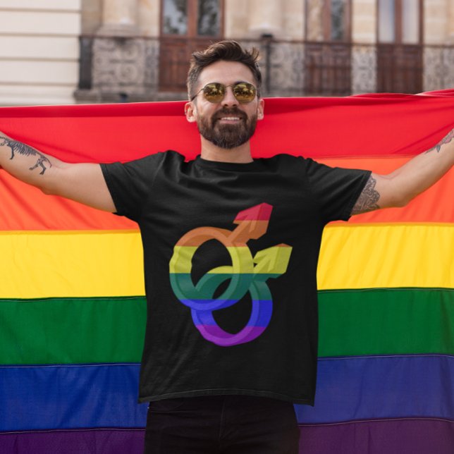 Male Couple Pride Symbols Rainbow Flag T-Shirt (Male Couple Pride Symbols Rainbow Flag T-Shirt)