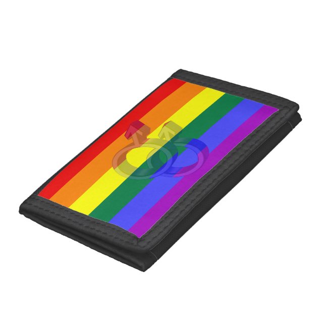 Male Couple Pride Symbols Rainbow Flag Trifold Wallet (Bottom)